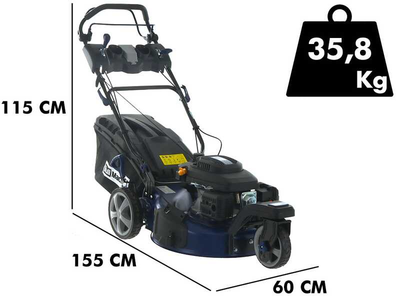 BullMach CERBERO 53 - Tagliaerba a scoppio trazionato - Taglio da 53 cm - 4in1