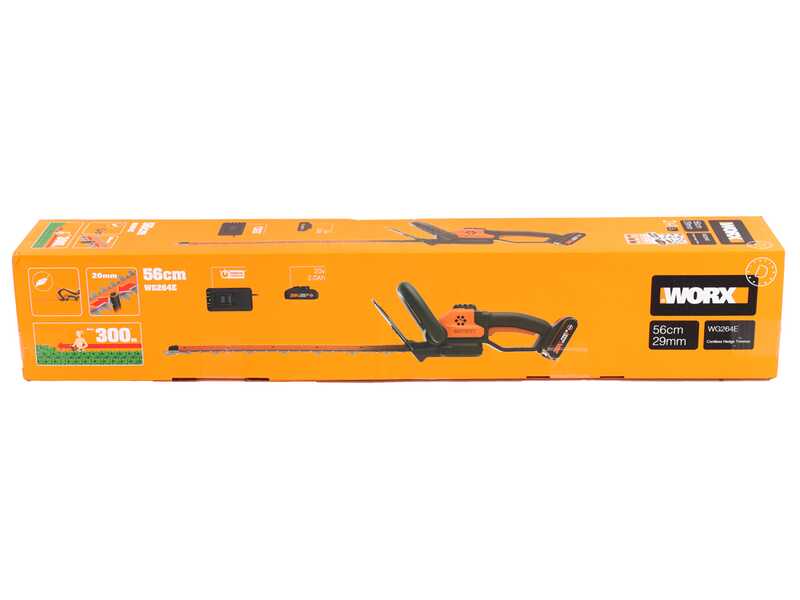 Worx WG264E - Tagliasiepi a batteria 20V/2Ah - Lama da 56 cm