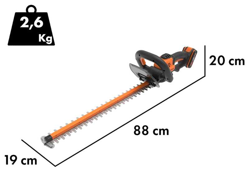 Worx WG264E - Tagliasiepi a batteria 20V/2Ah - Lama da 56 cm