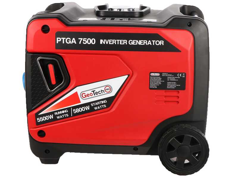 GeoTech Pro PTGA 7500 - Generatore di corrente ad inverter silenziato carrellato 5,8 kW - Continua 5,5 kW Monofase