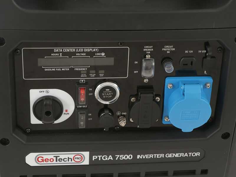 GeoTech Pro PTGA 7500 - Generatore di corrente ad inverter silenziato carrellato 5,8 kW - Continua 5,5 kW Monofase