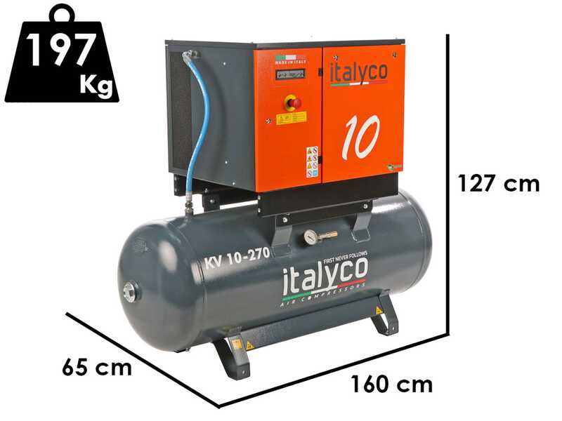 Italyco KV 10/270 - Compressore rotativo a vite - Pressione max 10 bar