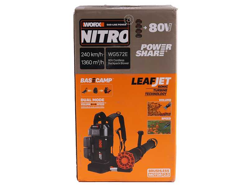 Worx Nitro WG572E - Soffiatore a zaino a batteria - 4 batterie da 20V 4Ah