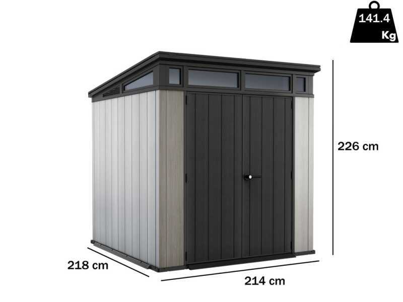 Keter Artisan grigio - Casetta da giardino - Con porta doppia anta - 214x218x226 cm