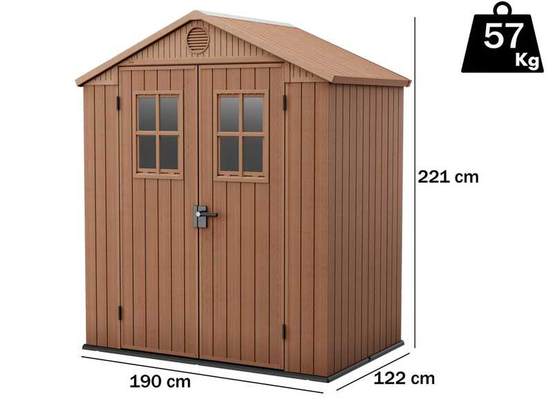 Keter Darwin marrone - Casetta da giardino - Con finestre frontali - 190x122x221 cm