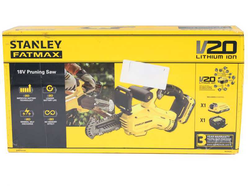 Stanley Fatmax SFMCPS415 - Motosega da potatura a batteria 20V 2Ah - Lama 15cm