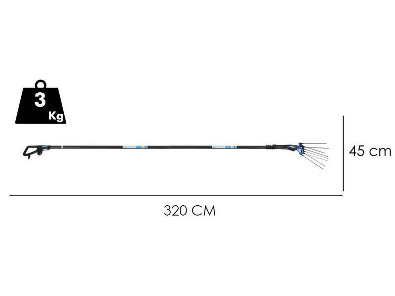 Campagnola MASTER PLUG-IN - Asta in Carbonio e alluminio - 250 - 320 cm - Abbacchiatore elettrico a batteria