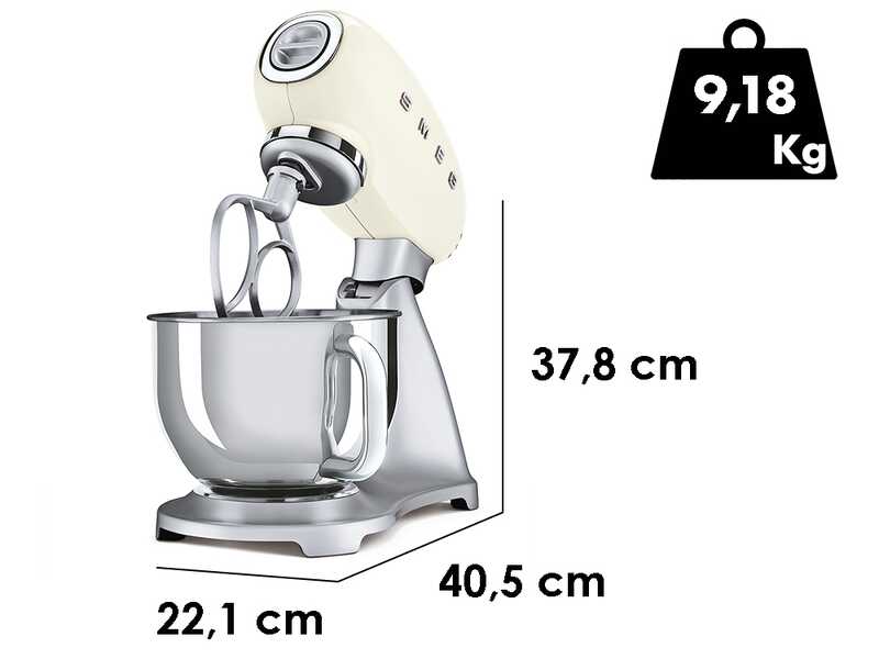Smeg SMF02CREU Panna - Impastatrice Planetaria - Vasca in Inox da 4,8 litri