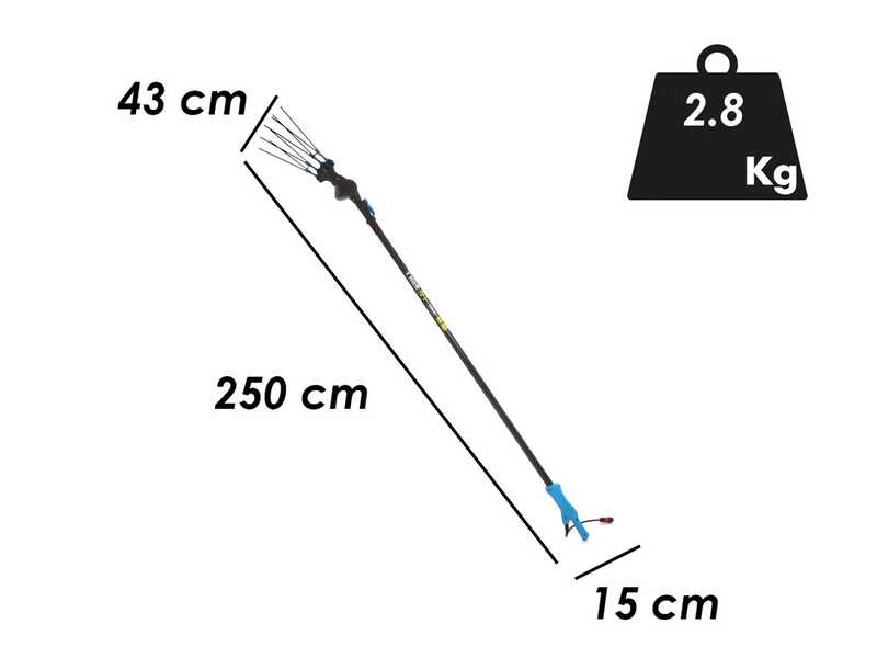 Lisam Thor - Abbacchiatore Elettrico a batteria - Asta Telescopica - 250-350 cm - Batteria 12V 56Ah