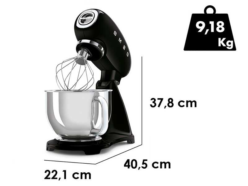 Smeg Full Color Nero - Impastatrice Planetaria - Vasca in Inox da 4,8 litri