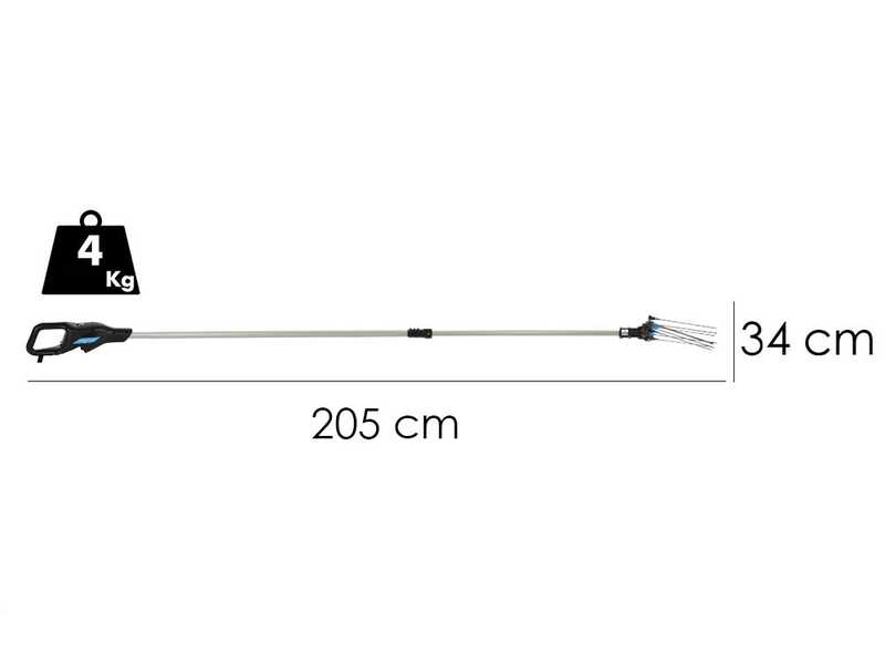 Campagnola Hercules 6 ECO Plug-in - Asta in alluminio - 205 - 275 cm - Abbacchiatore elettrico a batteria - 21.6V 5Ah