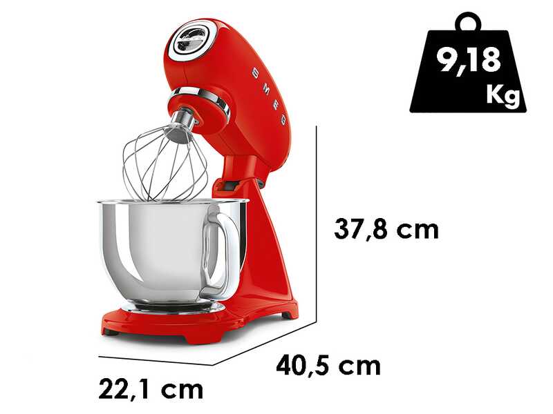 Smeg Full Color Rosso - Impastatrice Planetaria - Vasca in Inox da 4,8 litri