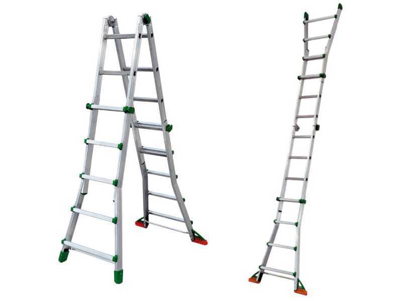 Facal Eurobriko BK/3 A, 2x9 gradini, 4.56 m - Scala in alluminio telescopica - Altezza stimata operativa 5.50 m