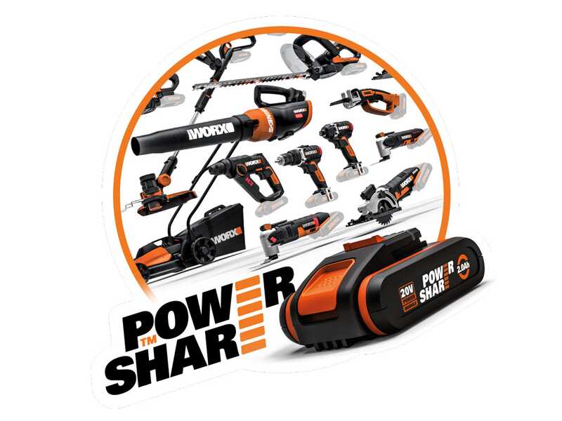 Worx Nitro WG325E - Potatore manuale a batteria + asta di prolunga - 20V/2Ah