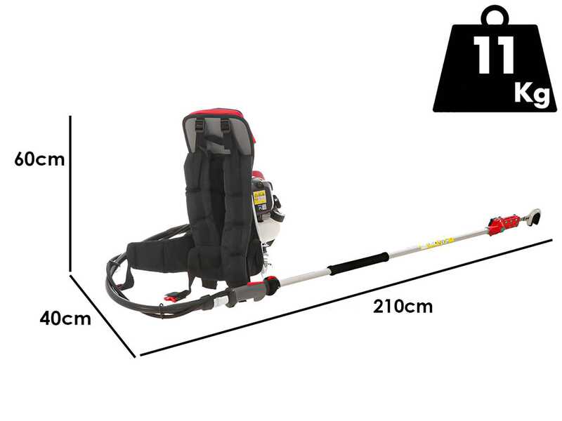 Blue Bird GX50 - Decespugliatore + Scuotitore con gancio a scoppio cm 180 motore a zaino Honda - Scuotiolive