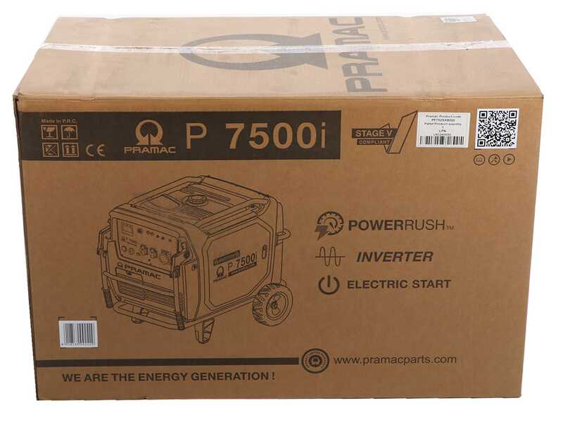 Pramac P7500I - Generatore di corrente ad inverter silenziato carrellato 7 kW - Continua 6,5 kW Monofase