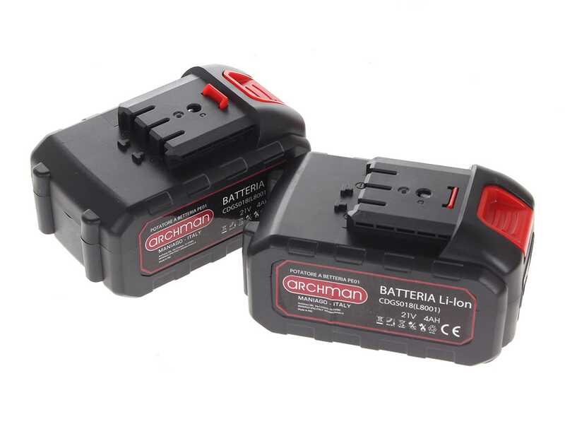 Archman PE01X - Potatore elettrico a batteria + asta di prolunga - 205-265 cm - 2x 21V 4Ah