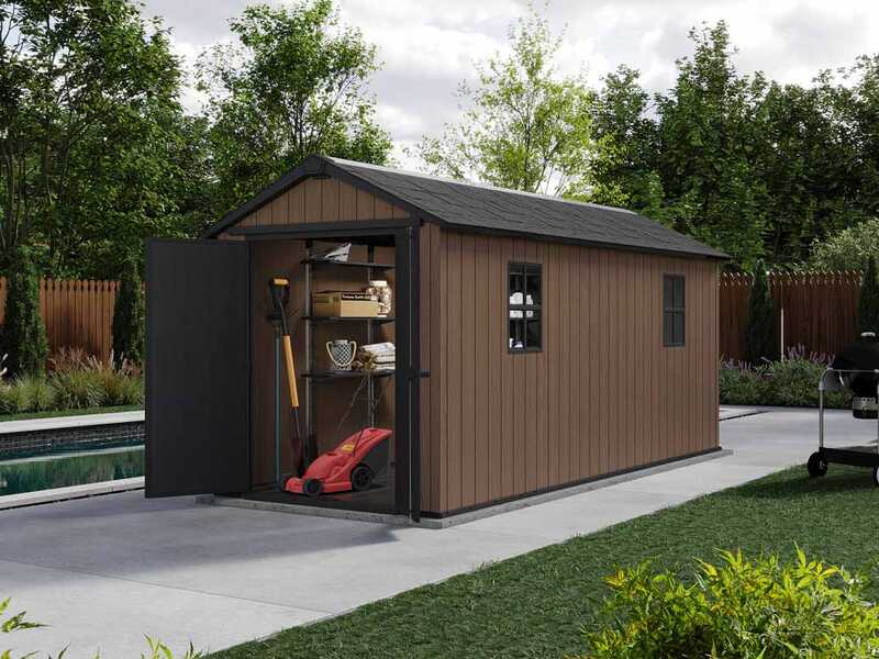 Keter Newton plus 7515/1575 - Casetta da giardino - Con porta doppia anta e finestre - 230x476x246 cm