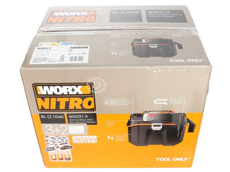 Worx Nitro WX031.9 - Aspiratore di solidi e liquidi portatile a batteria - SENZA BATTERIE E CARICABATTERIE