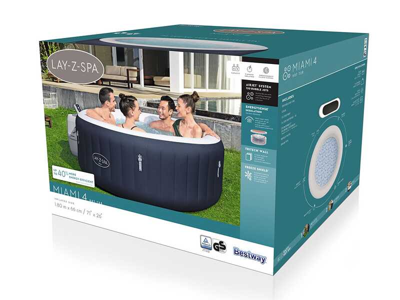 Bestway Lay-Z-Spa Miami AirJet 6001C blu - &Oslash;180x66 cm - Piscina idromassaggio spa per 3-4 Persone