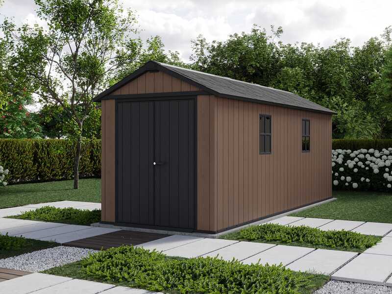 Keter Newton plus 7517/1775 - Casetta da giardino - Con porta doppia anta e finestre - 230x539x246 cm