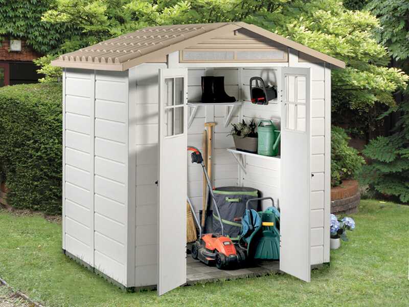 Garofalo Tuscany Evo 200 - Casetta da giardino - Con finestre e porta a doppia anta - 202.5x162.5x216 cm