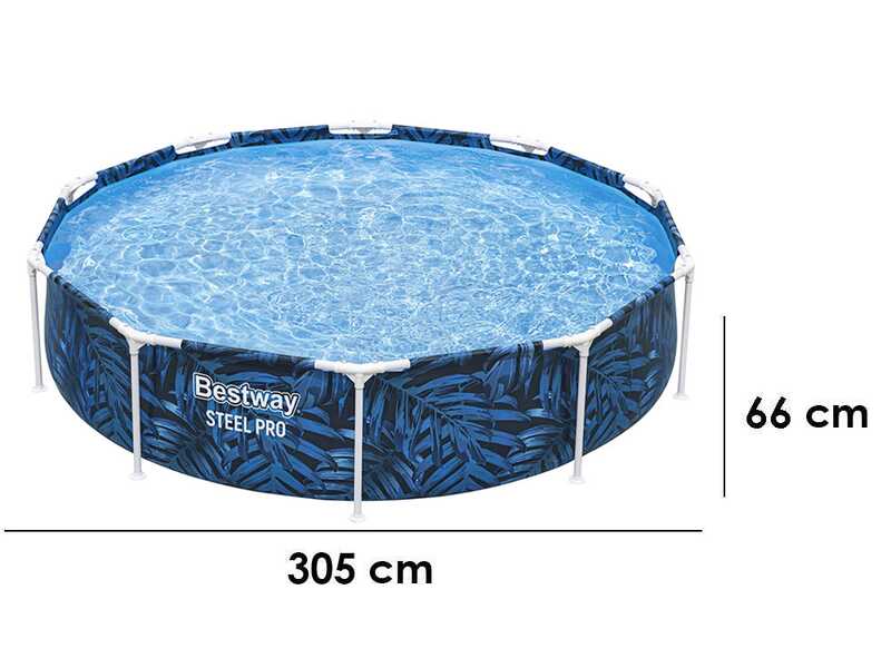 Bestway Steel Pro 56985 - &Oslash;305x66 cm - Piscina Rotonda per 3-4 Persone