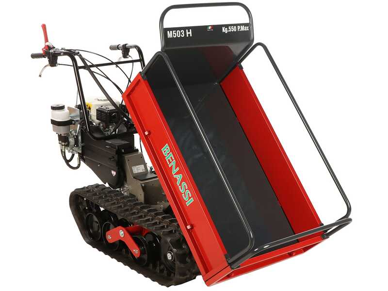 Benassi M503H - Motocarriola cingolata - Cassone idraulico estendibile - Portata 550Kg