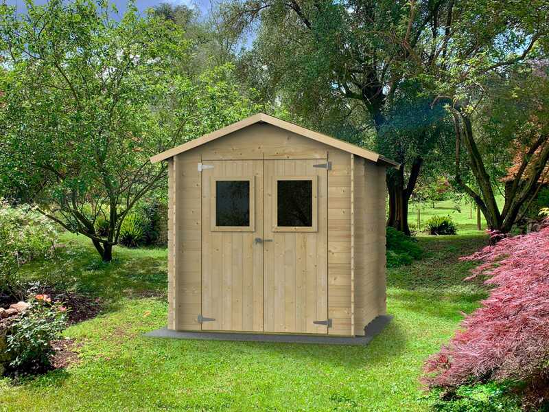 Alce Hobby 198x198 - Casetta da giardino in legno - Con finestre e porta a doppia anta - 198x198x215 cm