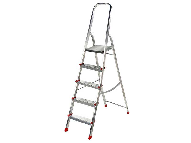 Scalandrino in alluminio con cavalletto Alice 5, 5 gradini, 1.71 m - Altezza stimata operativa 2.10 m