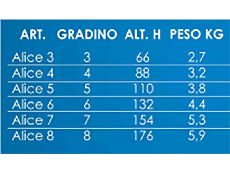 Scalandrino in alluminio con cavalletto Alice 8, 8 gradini,  2.37 m - Altezza stimata operativa 2.76 m