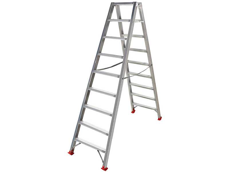 Scala in alluminio doppia 1031, 2x9 gradini, 2.12 m - Altezza stimata operativa 3.12 m