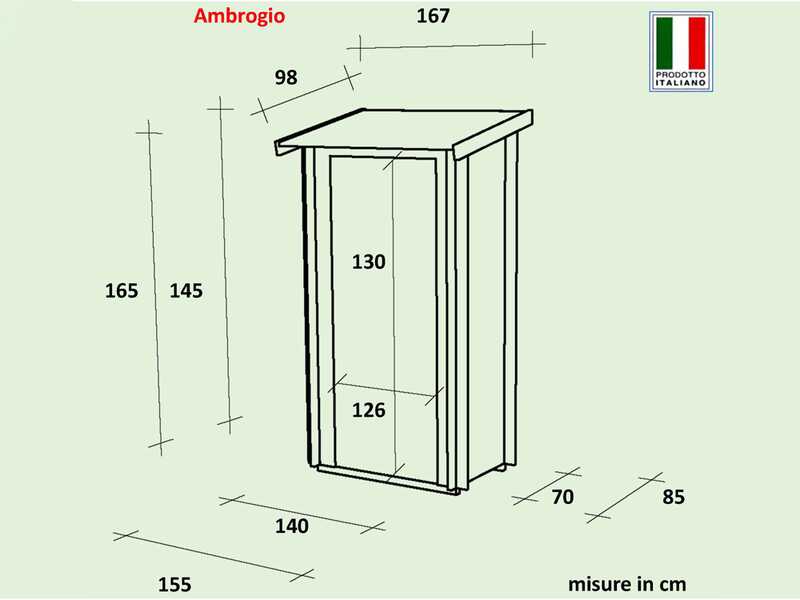 Alce Ambrogio 155x85 verde - Casetta da giardino in legno - Tetto monofalda - 155x85x165 cm