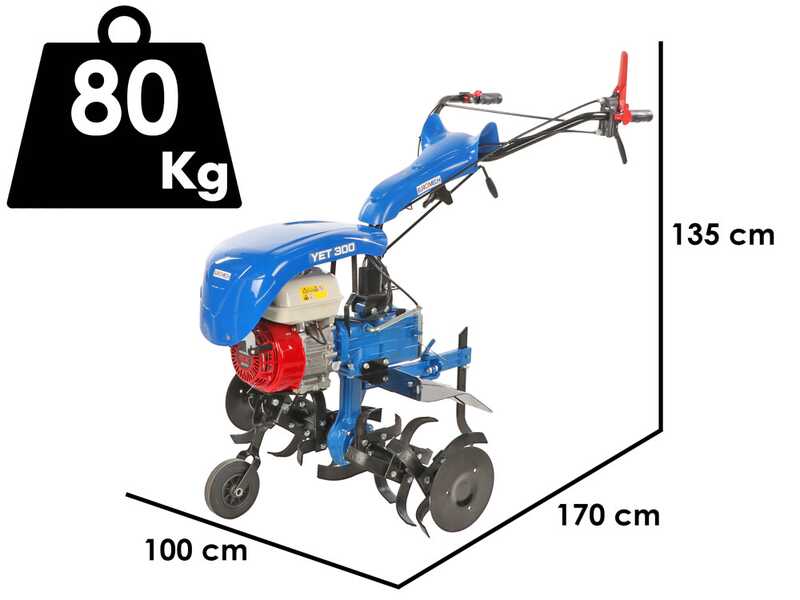 EuroMech YET 300 - Motozappa a scoppio 6.5 HP - Motore Honda GX200