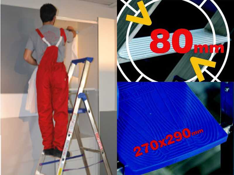 Marchetti CLIMB 04, 4 gradini, 1.75 m - Scalandrino in alluminio con cavalletto - Altezza stimata operativa 2.75 m