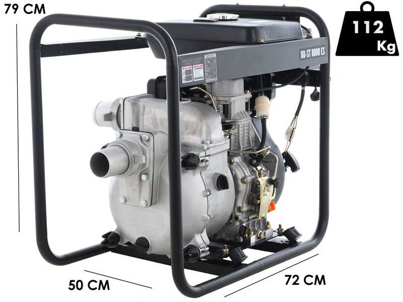 OUTLET - PICCOLI DIFETTI ESTETICI - BlackStone BD-ST 8000ES - Motopompa diesel per acque nere sporche - Raccordi 80 mm