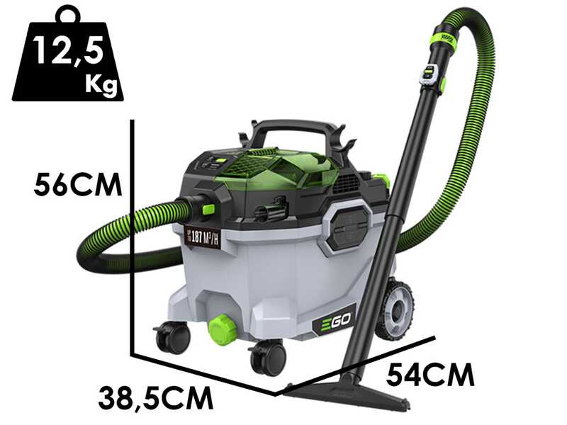Ego WDV 0900E - Aspirasolidi e liquidi a batteria - Bidone 34L - 56V - SENZA BATTERIA E CARICABATTERIA
