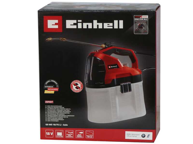 Einhell GE-WS 18/75 Li - Pompa irroratrice a tracolla a batteria 7.5L - 18V 4Ah