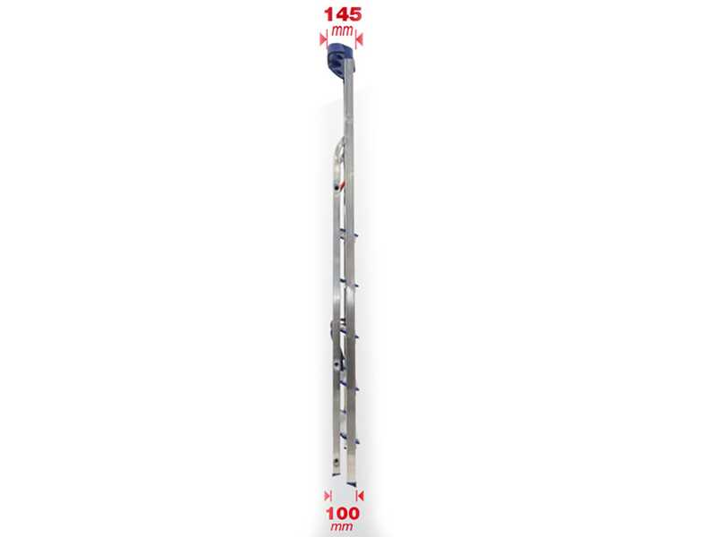 Facal Maxi GM/4M, 4 gradini, 1.45 m - Scalandrino in alluminio con cavalletto - Altezza stimata operativa 2.74 m
