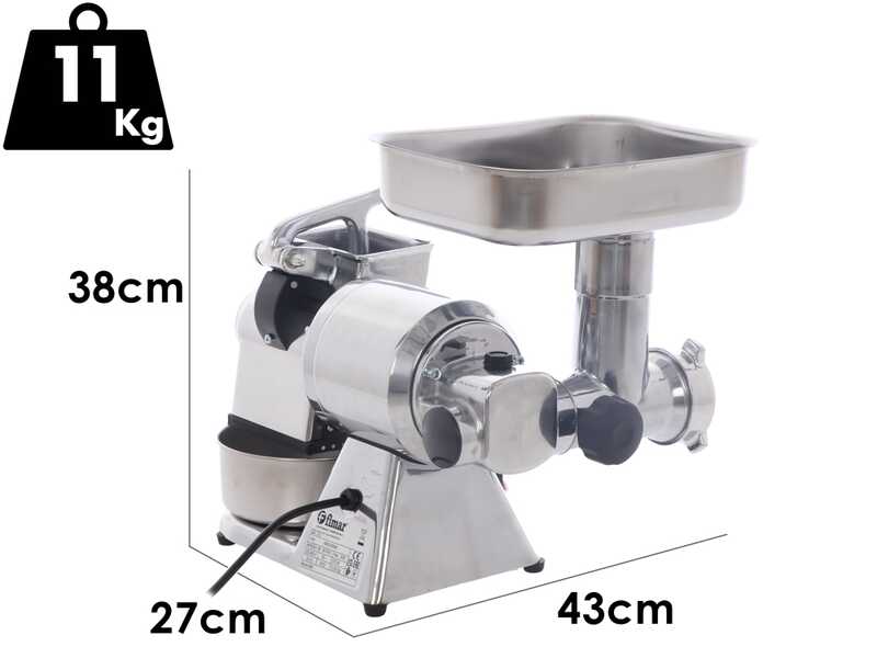 Fimar AB8D - Tritacarne elettrico - Grattugia integrata - 230 V - 1 HP - Gruppo di macinazione esterno