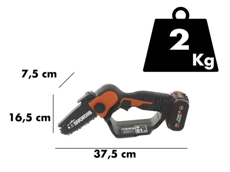 Worx WG324E.9 - Potatore manuale a batteria 20V - SENZA BATTERIE E CARICABATTERIE