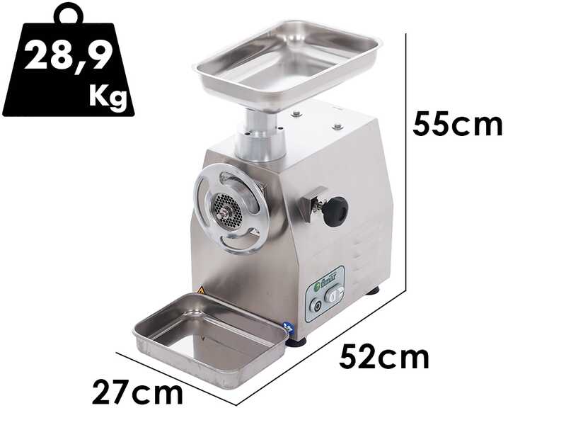 Fimar 22RS - Tritacarne elettrico - 230 V - 1.5 HP - Gruppo macinazione in alluminio - Con inversione di marcia
