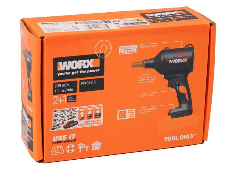 Worx Nitro WX099 - Compressore a batteria portatile - 20 V / 2 Ah