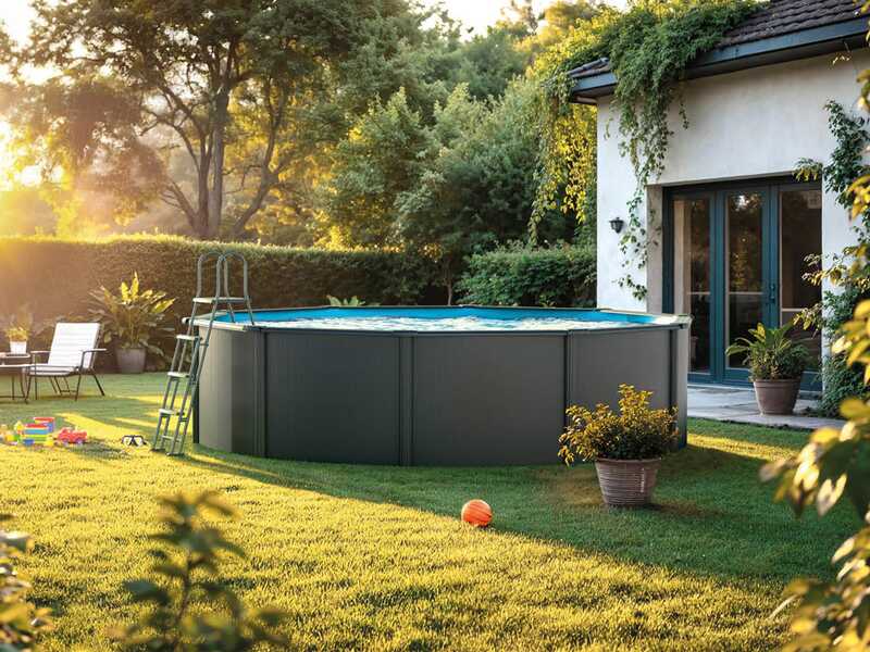 Gre Anthracite Rotonda &Oslash;350 x 120 cm - Piscina fuori terra in acciaio