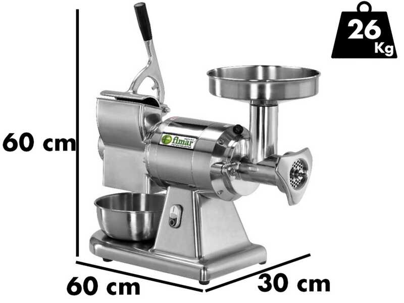 OUTLET - PICCOLI DIFETTI ESTETICI - Fimar TC12AT - Tritacarne elettrico - Con grattugia integrata - Gruppo macinazione in alluminio - 230V