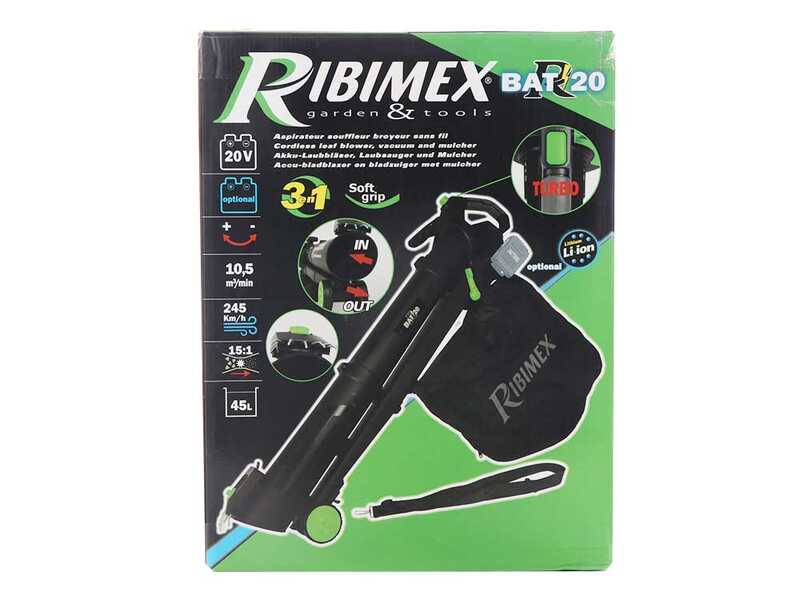 Ribimex PRBAT20-ASB1SB - Soffiatore aspiratore a batteria - SENZA BATTERIE E CARICABATTERIE