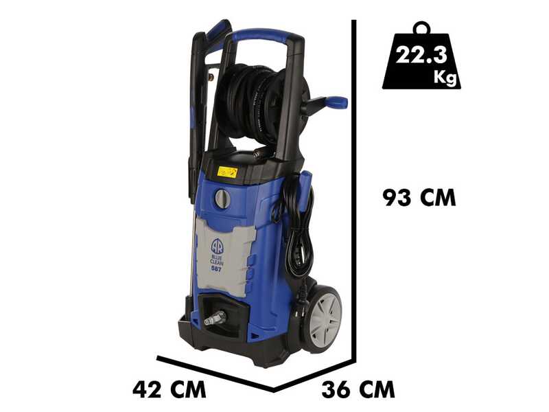 Annovi &amp; Reverberi Blue Clean 587 - Idropulitrice acqua fredda - 160 bar max - Portata 7.6 Lt/min