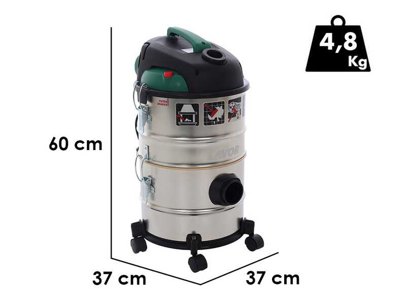 Lavor Ashley Kombo 4 in 1 - Bidone aspiratutto multifunzione - Fusto Inox 14+14 lt - 1200 W