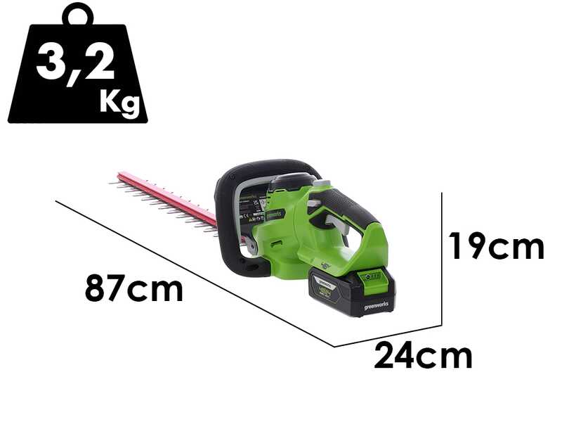 Greenworks G48HT - Tagliasiepi elettrico a batteria 48V/2Ah - Lama da 51 cm
