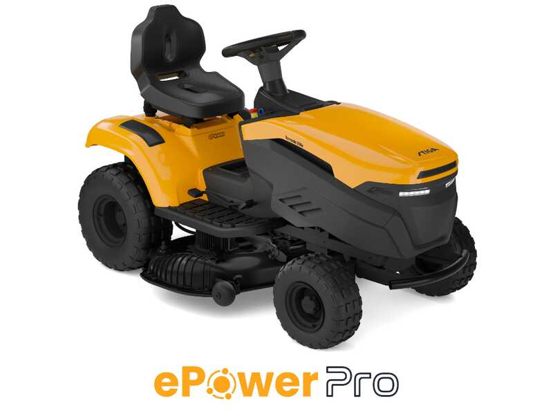 Stiga Tornado 398e - Kit Trattorino tagliaerba con 2 moduli batteria ePower Pro da 56V/40Ah - Scarico laterale e mulching